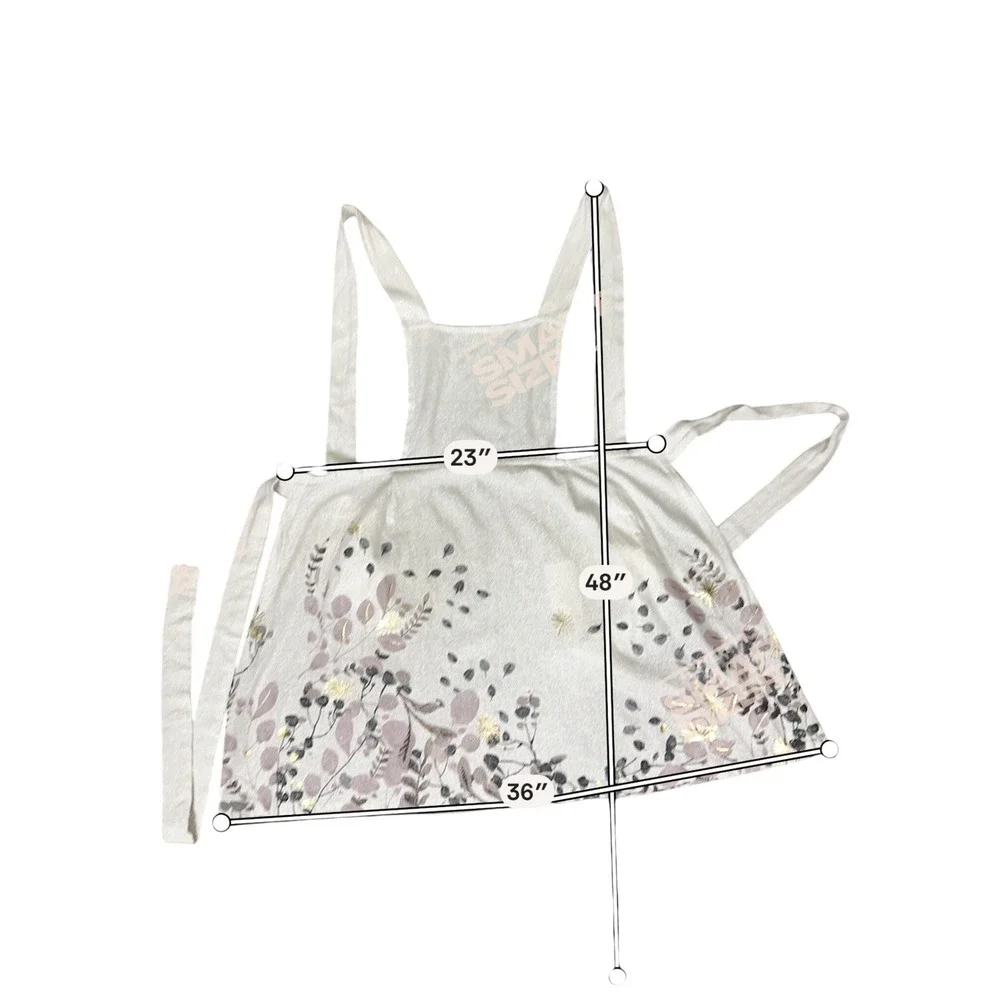 Anthropologie Silver‎ Metallic Botanical Floral Cross Back Kitchen Apron Purple
